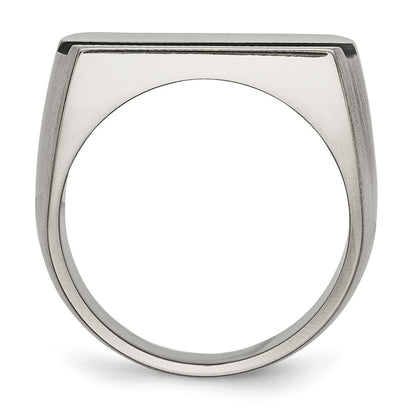 Titanium Grey Ti Brushed/Polished Blue Annodized Stripe Ring (Size 11 Only)