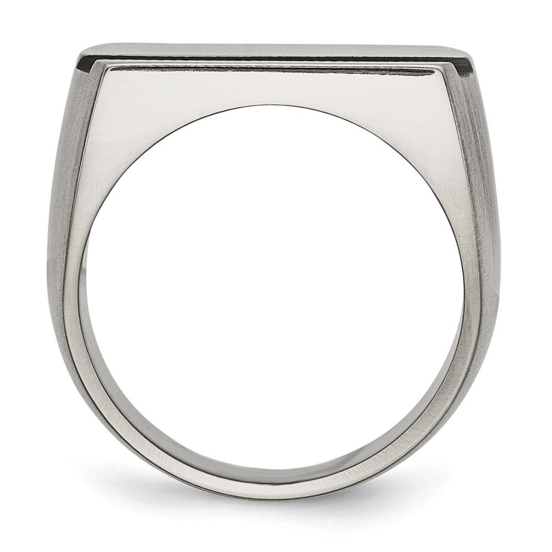 Titanium Grey Ti Brushed/Polished Blue Annodized Stripe Ring (Size 11 Only)