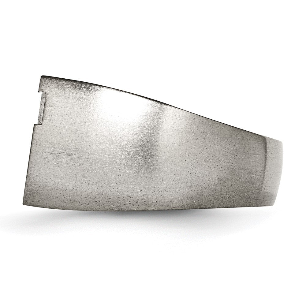 Titanium Grey Ti Brushed/Polished Blue Annodized Stripe Ring (Size 11 Only)