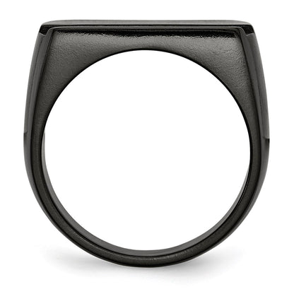 Titanium Black Ti Polished Blue Anodized Stripe Ring
