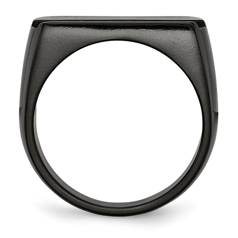 Titanium Black Ti Polished Blue Anodized Stripe Ring