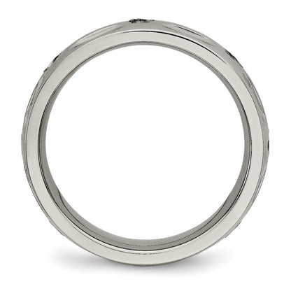 Titanium Polished With Cz 6mm Grooved Band