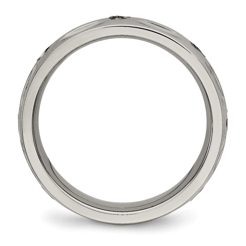 Titanium Polished With Cz 6mm Grooved Band
