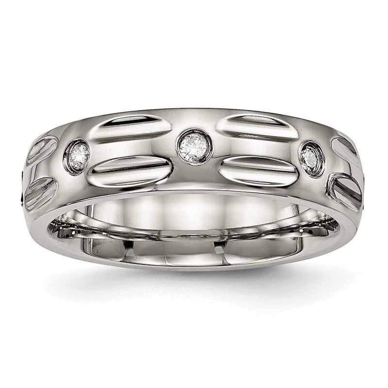 Titanium Polished With Cz 6mm Grooved Band