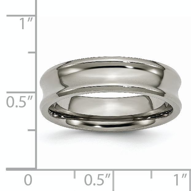 Titanium Polished Concave 6mm Beveled Edge Band