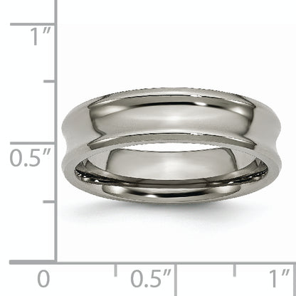 Titanium Polished Concave 6mm Beveled Edge Band