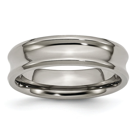 Titanium Polished Concave 6mm Beveled Edge Band