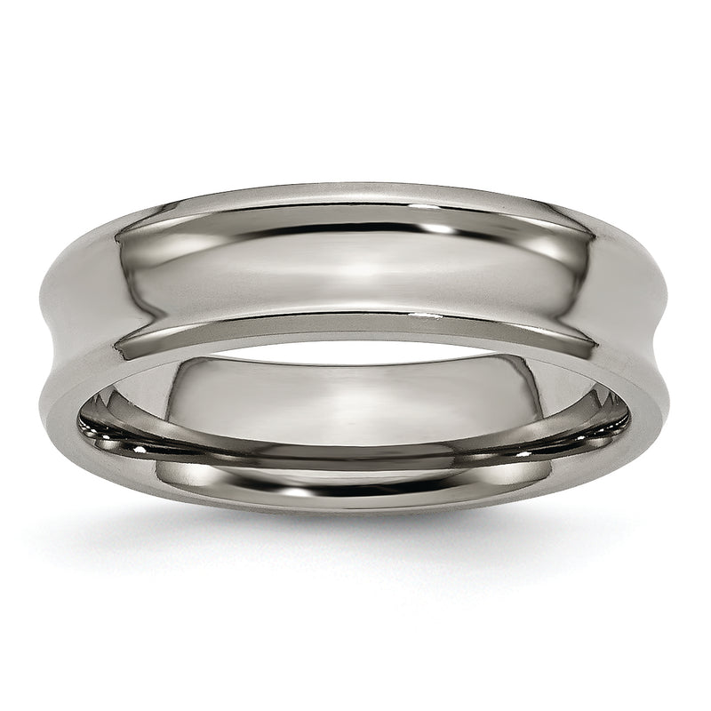 Titanium Polished Concave 6mm Beveled Edge Band
