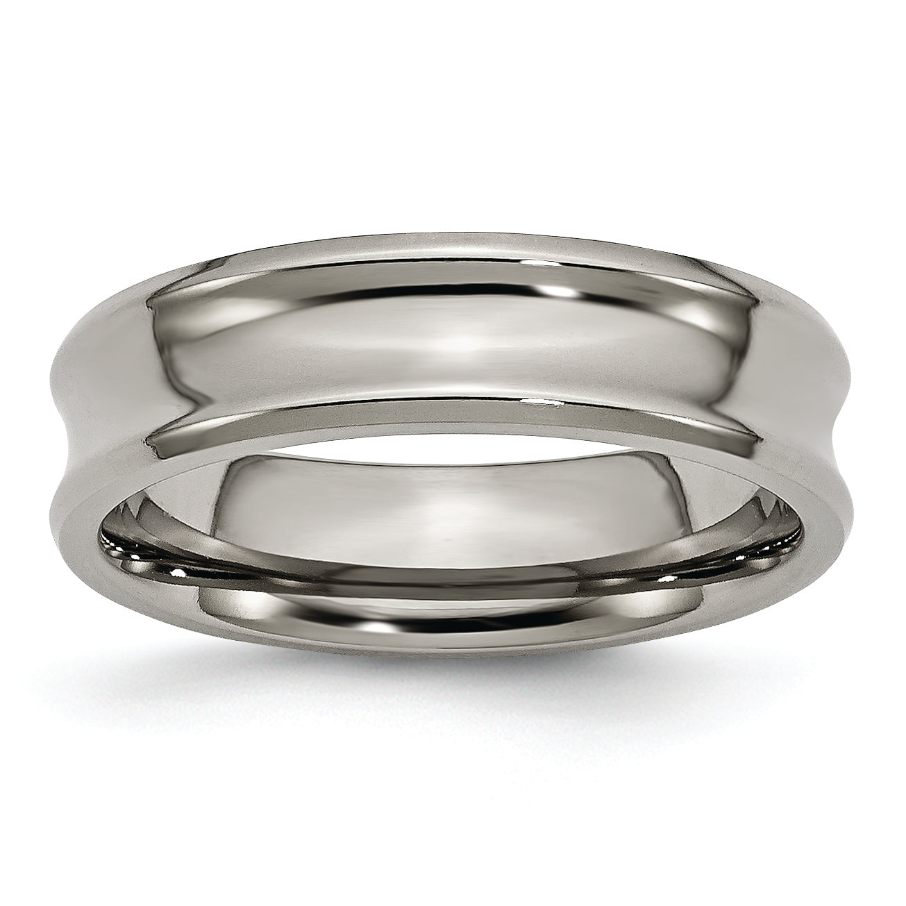 Titanium Polished Concave 6mm Beveled Edge Band