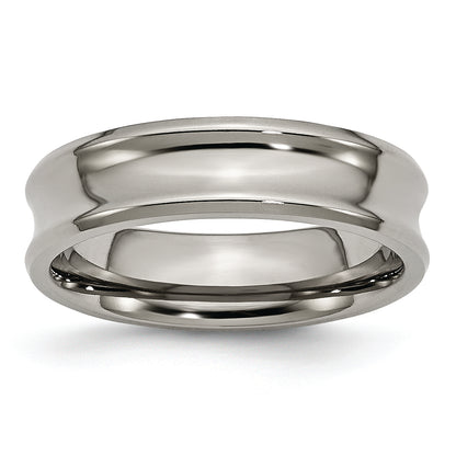 Titanium Polished Concave 6mm Beveled Edge Band