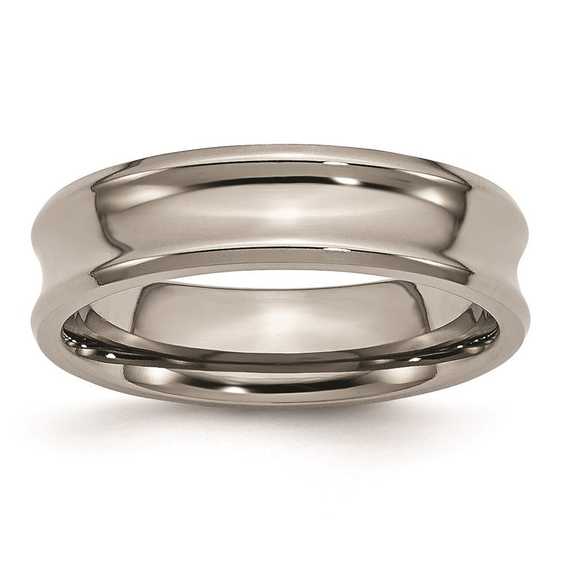 Titanium Polished Concave 6mm Beveled Edge Band