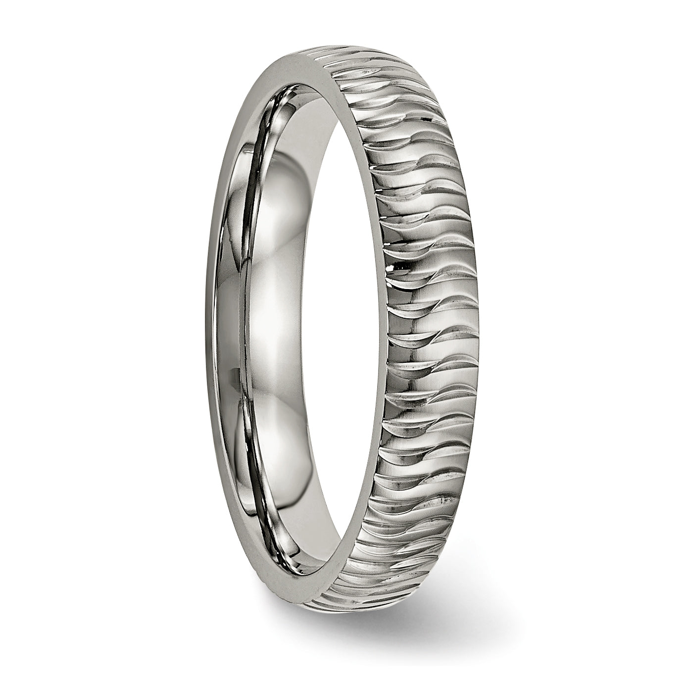 Titanium Polished And Textured 4mm Band