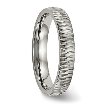Titanium Polished And Textured 4mm Band