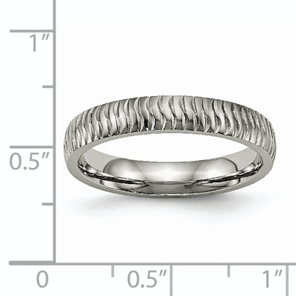 Titanium Polished And Textured 4mm Band