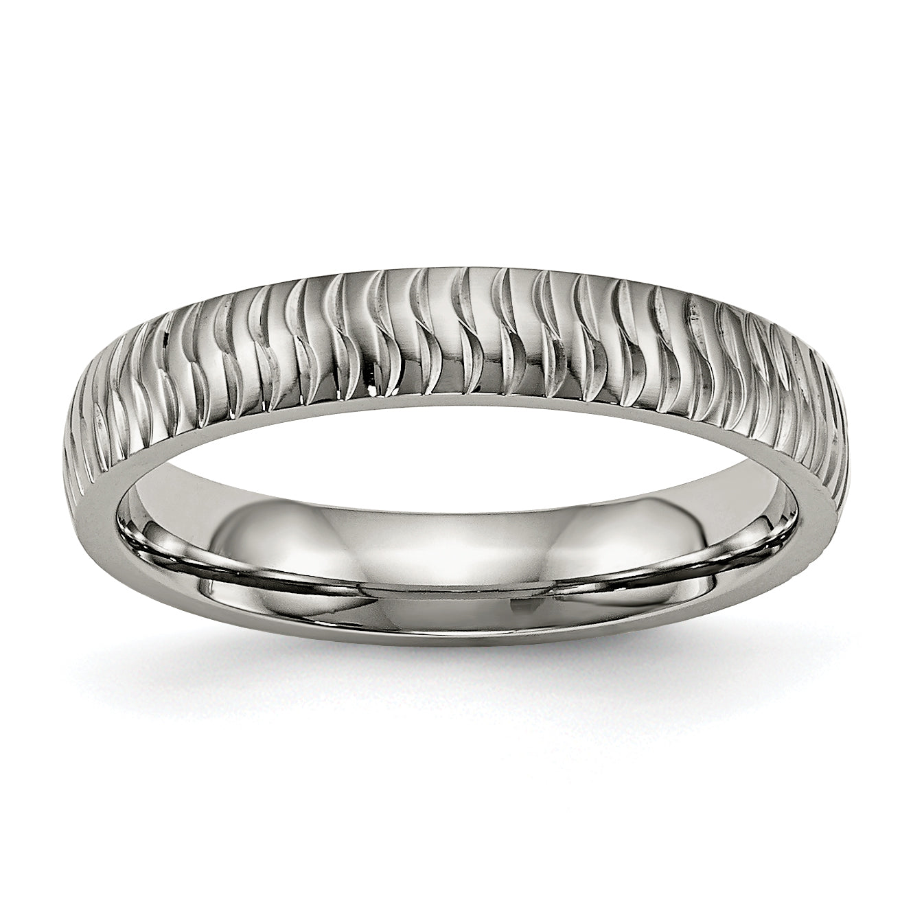 Titanium Polished And Textured 4mm Band