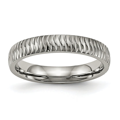Titanium Polished And Textured 4mm Band