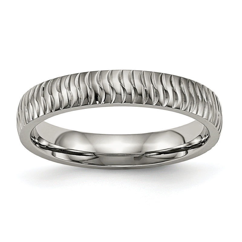 Titanium Polished And Textured 4mm Band