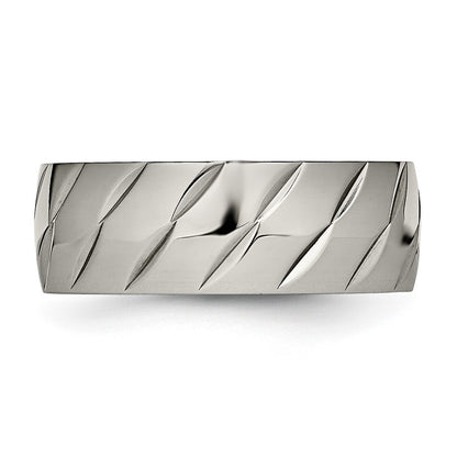 Titanium Polished Diamond Cut 8mm Band