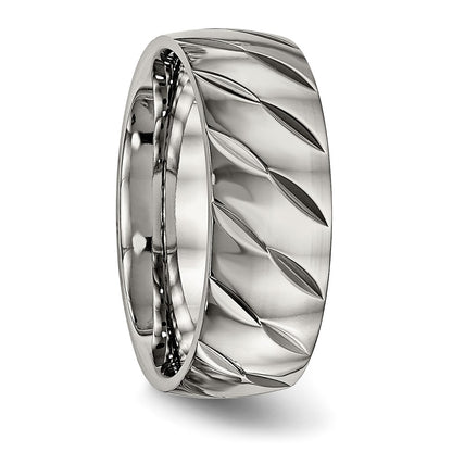 Titanium Polished Diamond Cut 8mm Band