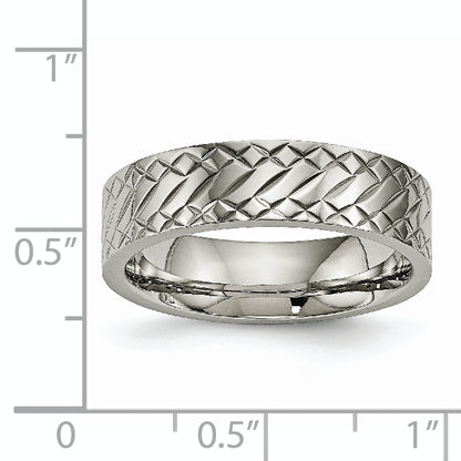 Titanium Polished And Textured 6mm Band