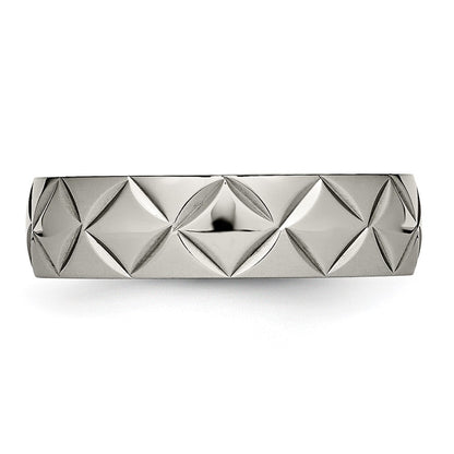 Titanium Polished Diamond Cut 6mm Band
