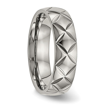 Titanium Polished Diamond Cut 6mm Band