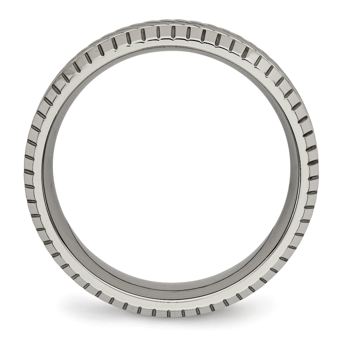 Titanium Polished Grooved And Textured 7mm Band