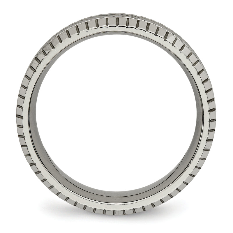 Titanium Polished Grooved And Textured 7mm Band