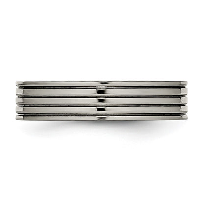 Titanium Polished 5mm Grooved Comfort Fit Band