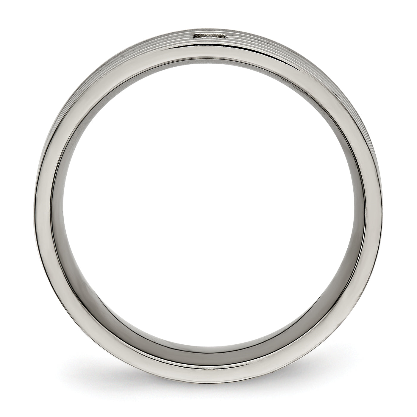 Titanium Polished Cz 5mm Grooved Comfort Fit Band