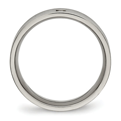 Titanium Polished Cz 5mm Grooved Comfort Fit Band