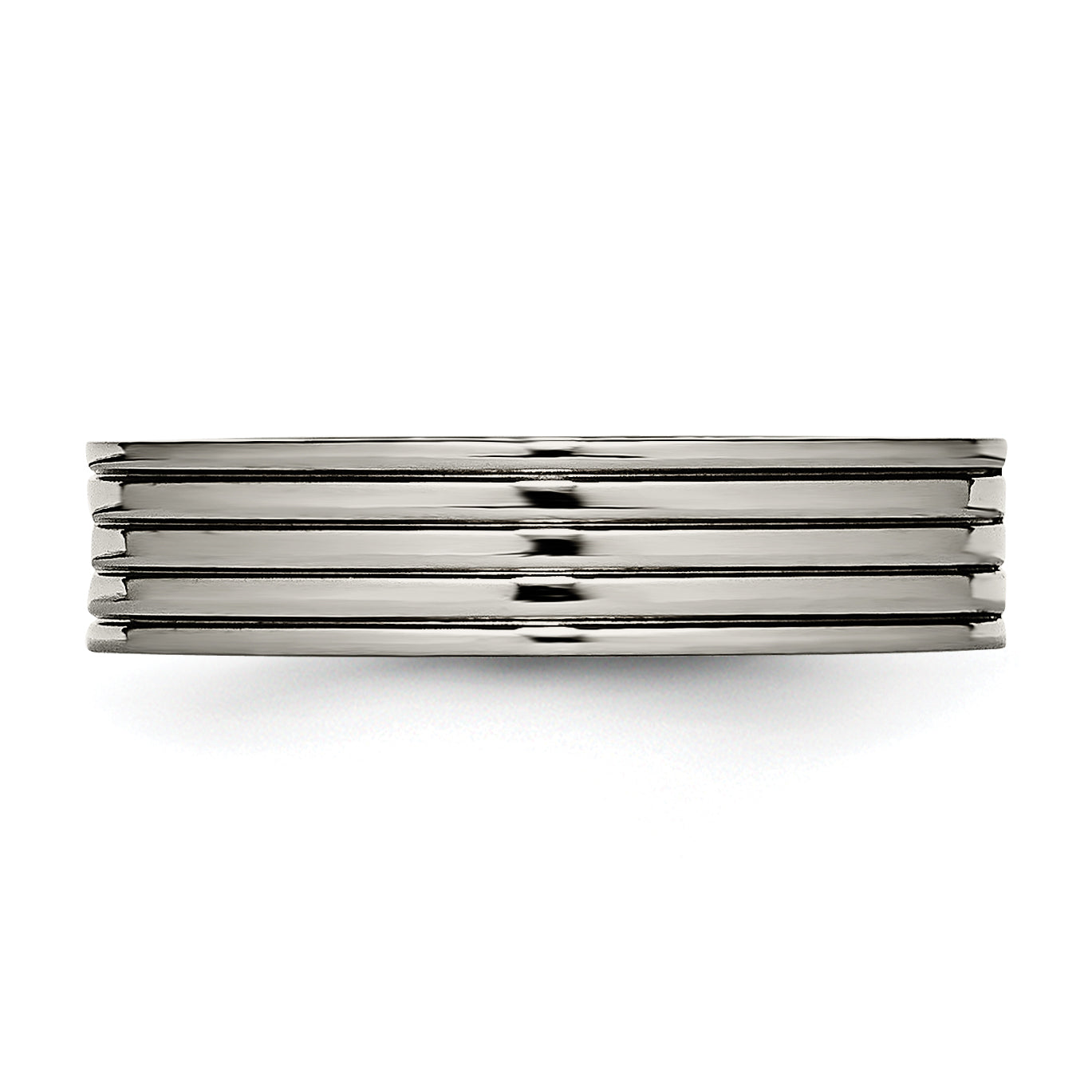 Titanium Polished Cz 5mm Grooved Comfort Fit Band