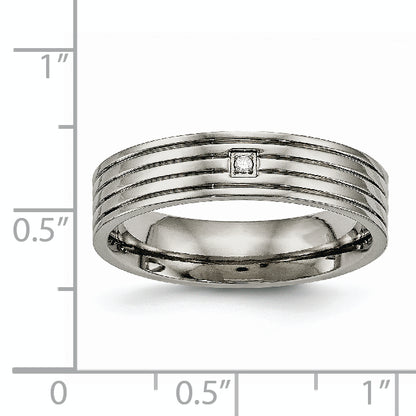 Titanium Polished Cz 5mm Grooved Comfort Fit Band