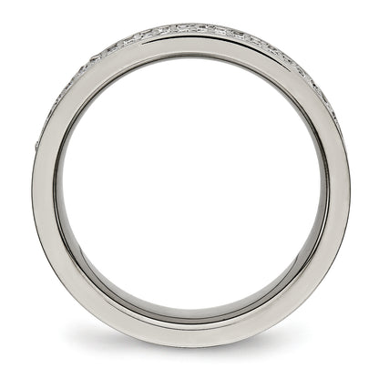 Titanium Polished With Cz 6mm Flat Band