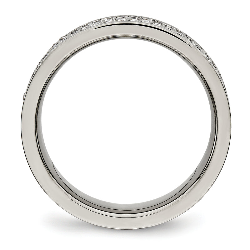 Titanium Polished With Cz 6mm Flat Band