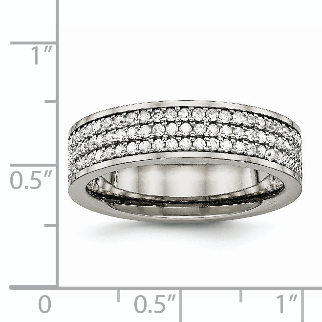 Titanium Polished With Cz 6mm Flat Band