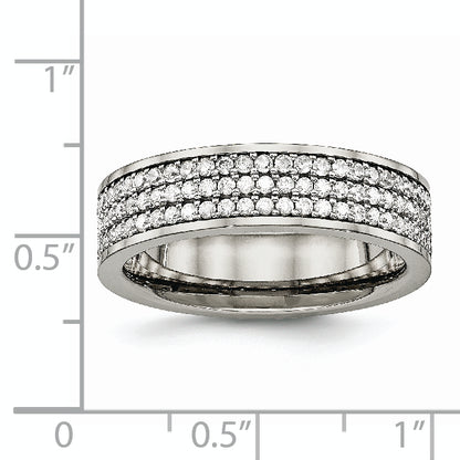 Titanium Polished With Cz 6mm Flat Band