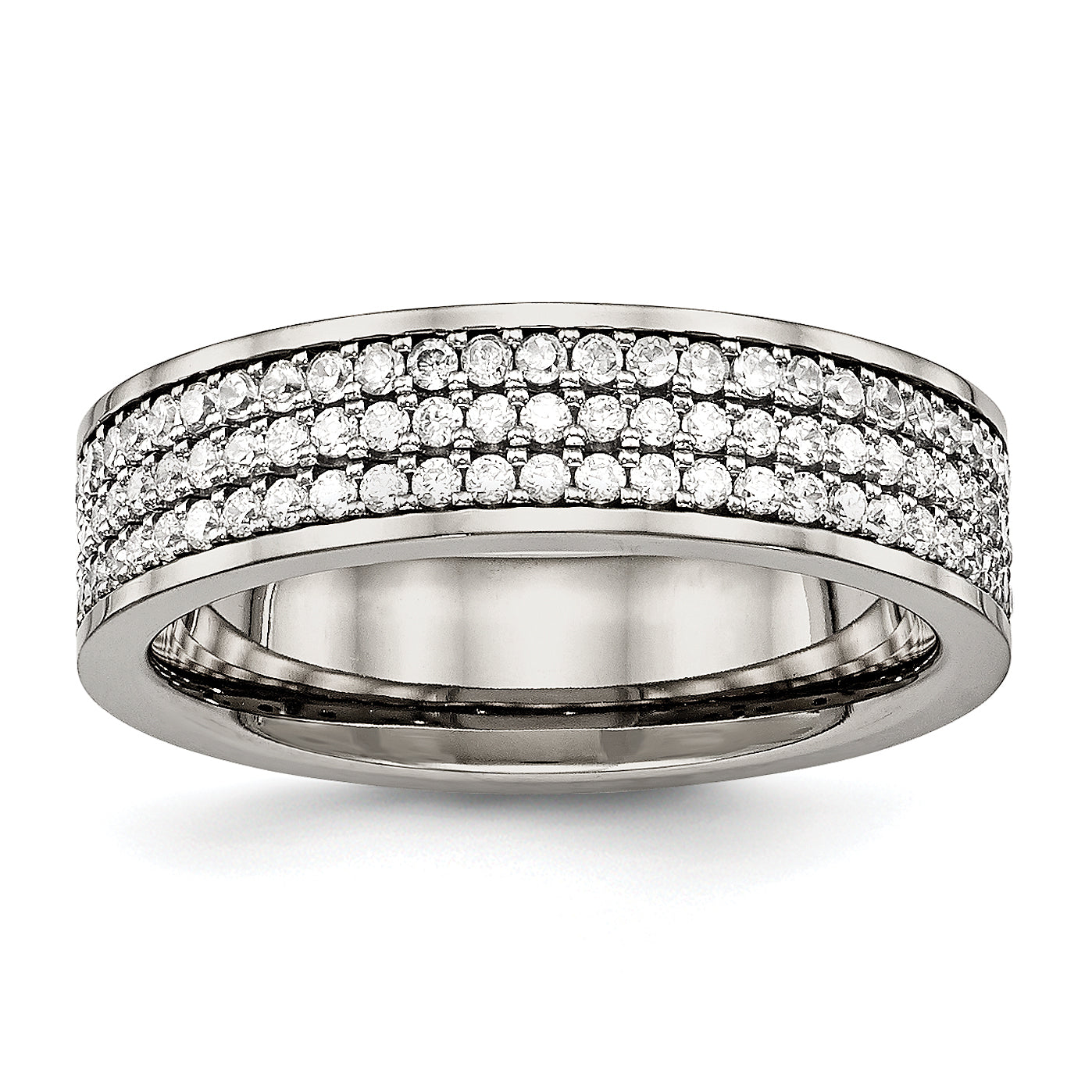 Titanium Polished With Cz 6mm Flat Band