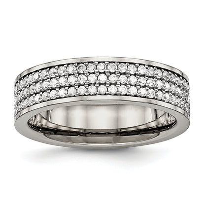 Titanium Polished With Cz 6mm Flat Band