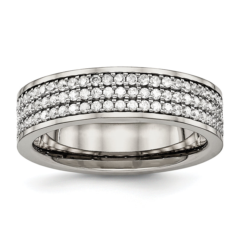 Titanium Polished With Cz 6mm Flat Band
