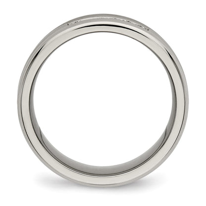 Titanium Polished With Cz 8mm Grooved Band