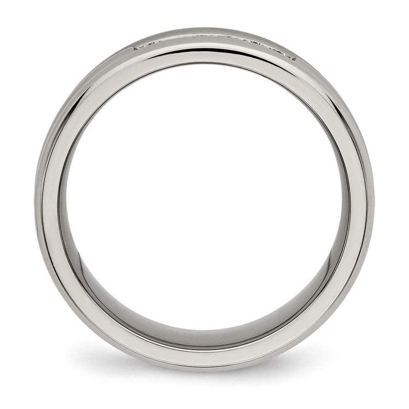 Titanium Polished With Cz 8mm Grooved Band