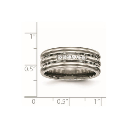 Titanium Polished With Cz 8mm Grooved Band