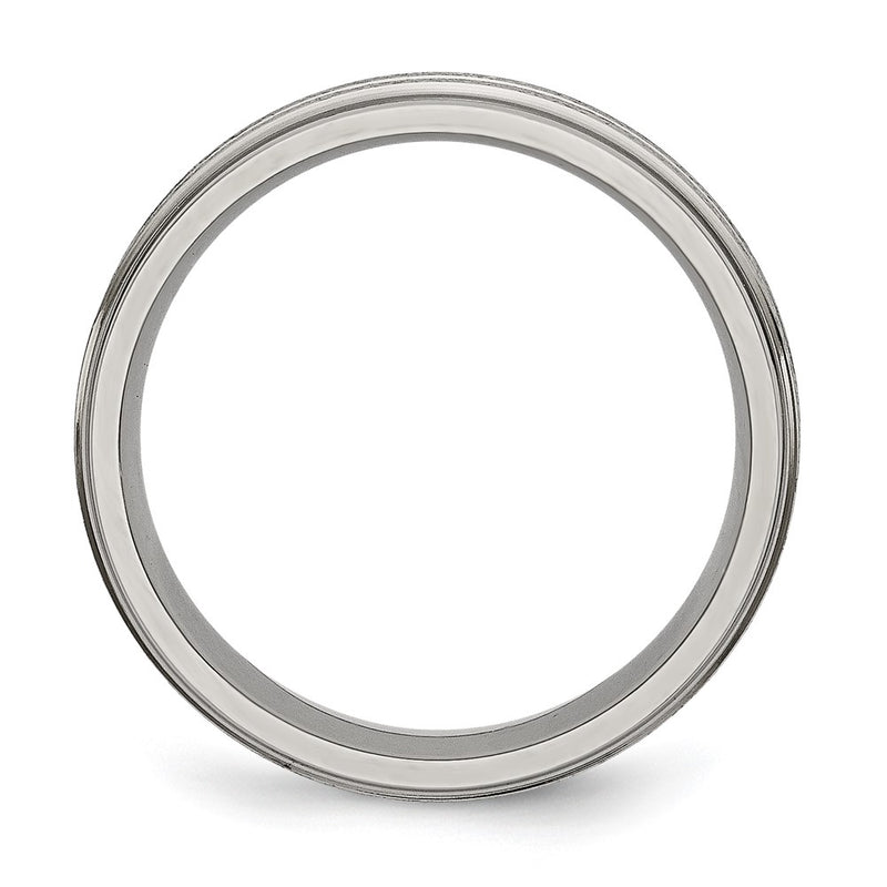 Titanium Grooved Ridged Edge 6mm Satin And Polished Band