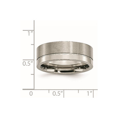 Titanium Grooved 8mm Brushed And Polished Band