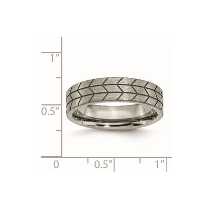 Titanium Flat Tread Design 6mm Brushed Band