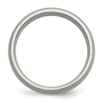 Titanium/Silver Two Tone Titanium Sterling Silver Inlay 8mm Brushed Band