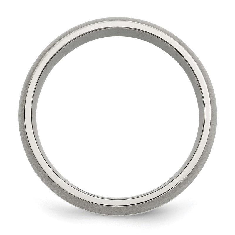 Titanium/Silver Two Tone Titanium Sterling Silver Inlay 8mm Brushed Band