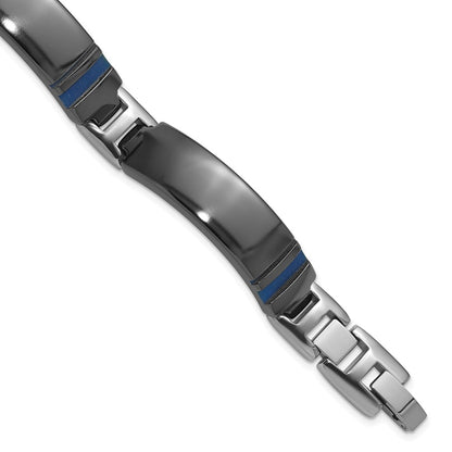 Titanium Black Ti Polished Blue Annodized Bracelet
