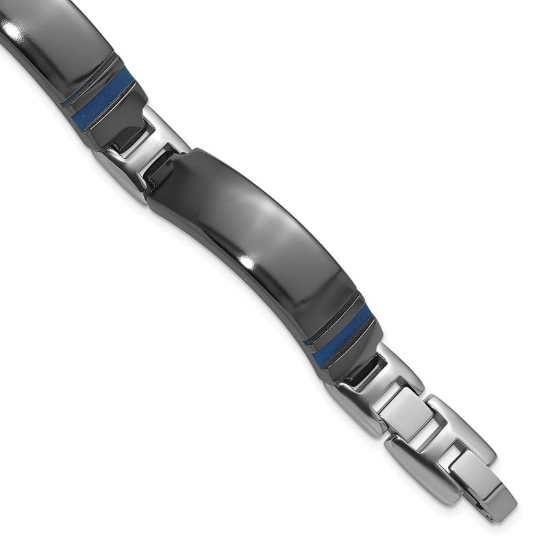 Titanium Black Ti Polished Blue Annodized Bracelet